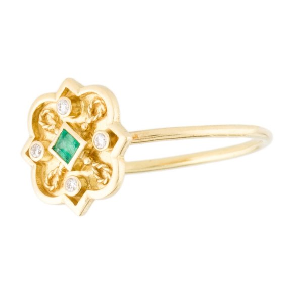 AMRAPALI 18K YELLOW GOLD EMERALD & DIAMOND COCKTAIL RING - Picture 4 of 9